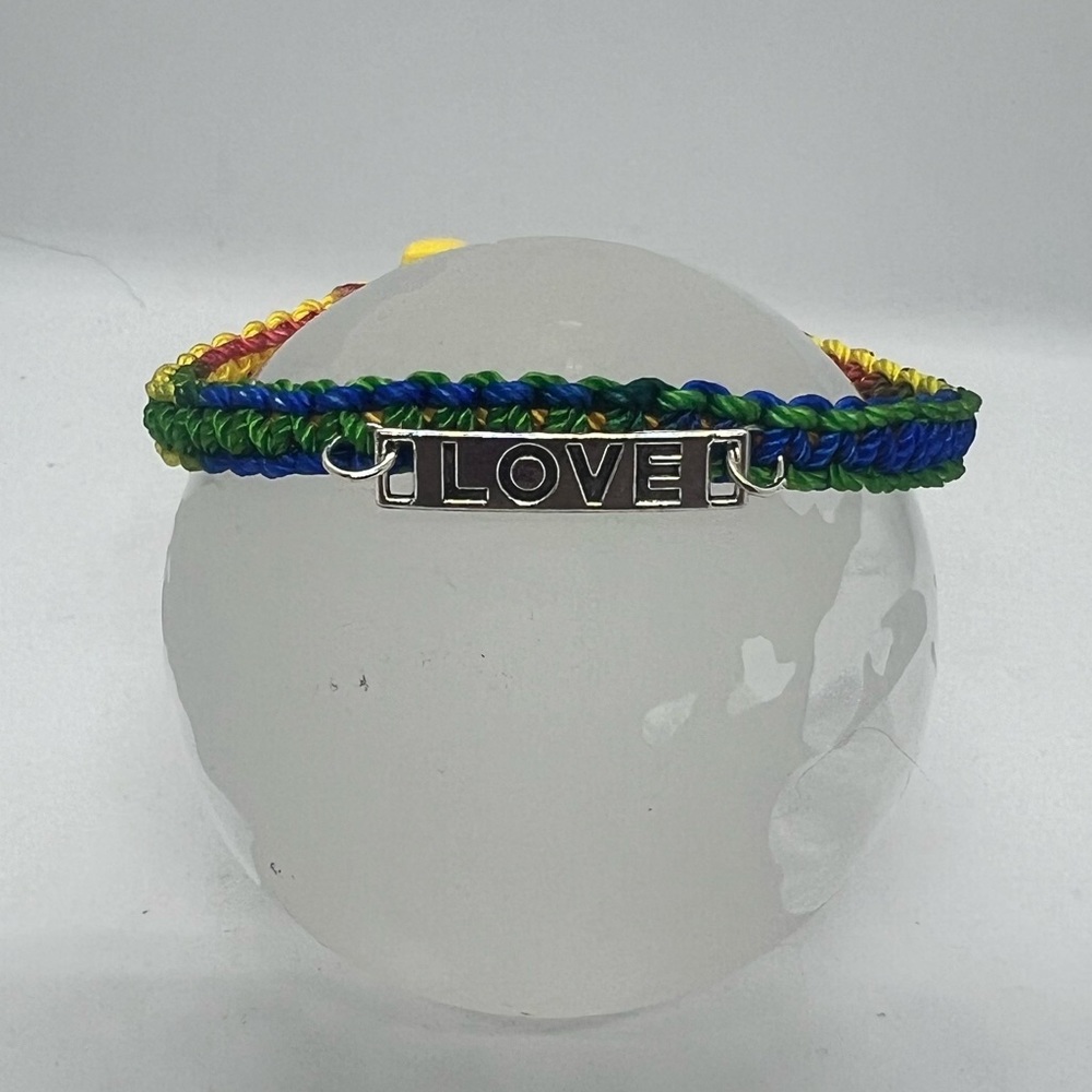 Knotted Rainbow Bracelet Unisex with Charm LOVE